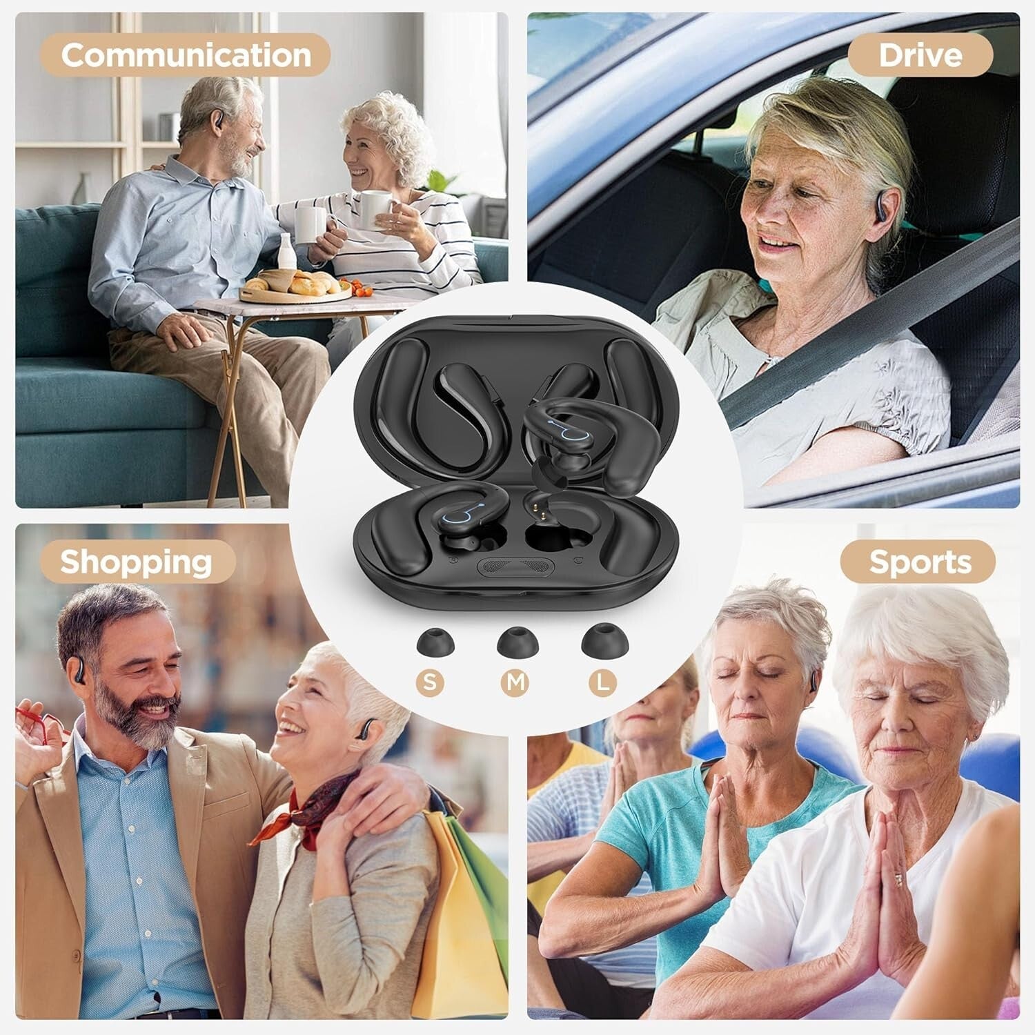 Fashionable In-Ear Hearing Aids with 5 Volume Levels & Bluetooth Connectivity