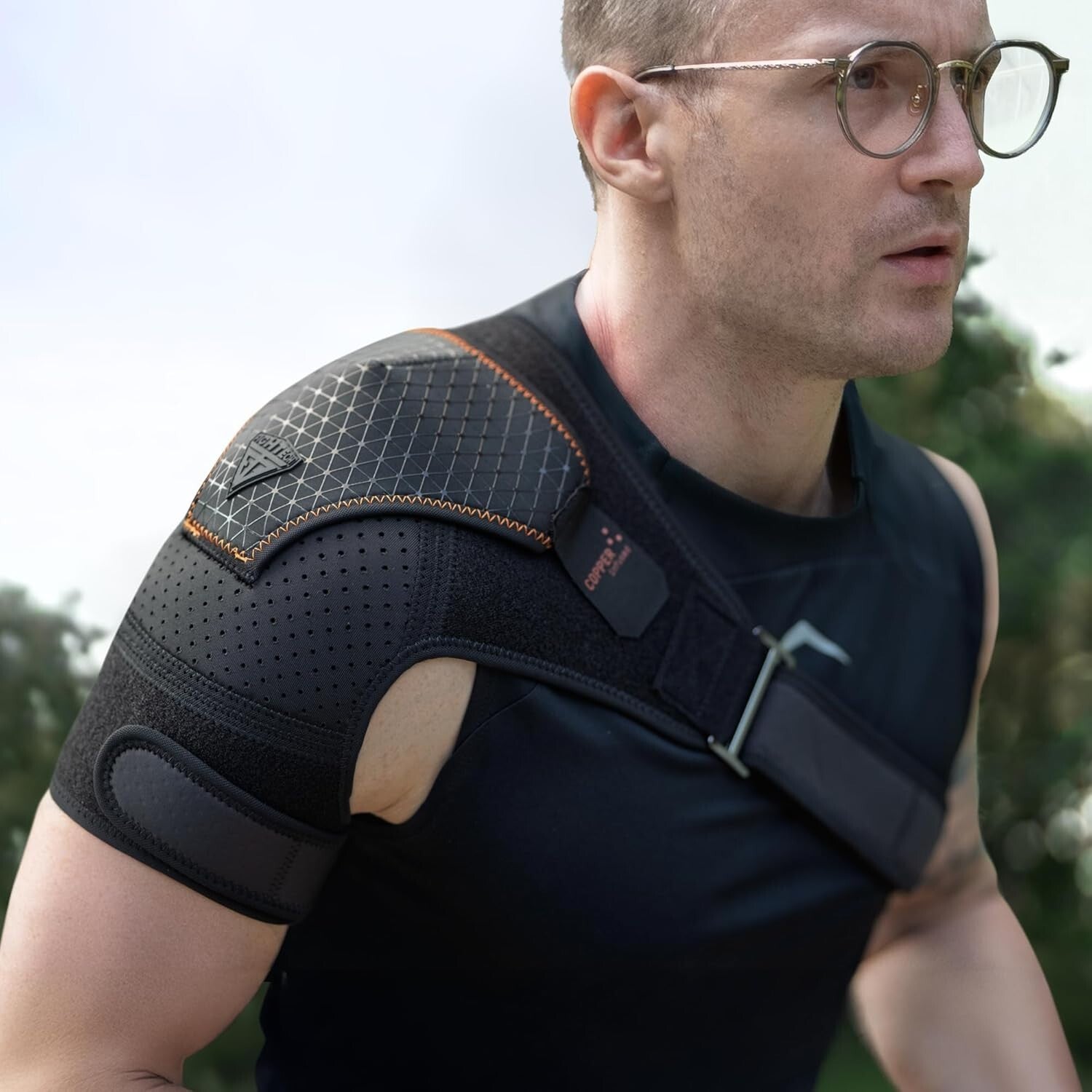 Copper-Infused Shoulder Brace for Torn Rotator Cuff - Pain Relief, Large/X-Large
