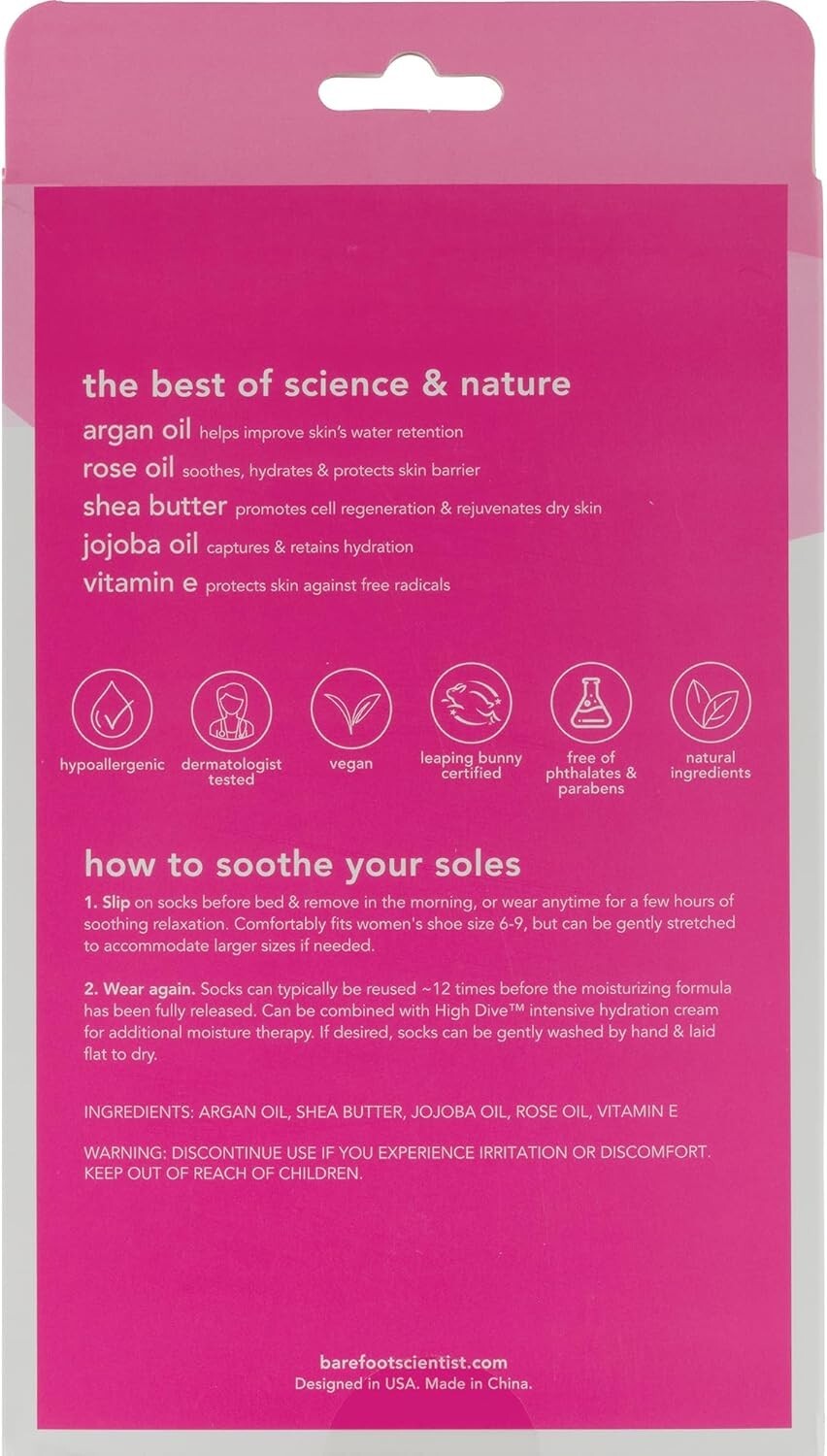 Hydrating Gel Socks 2-Pack for Overnight Moisturizing Therapy – Pink & White