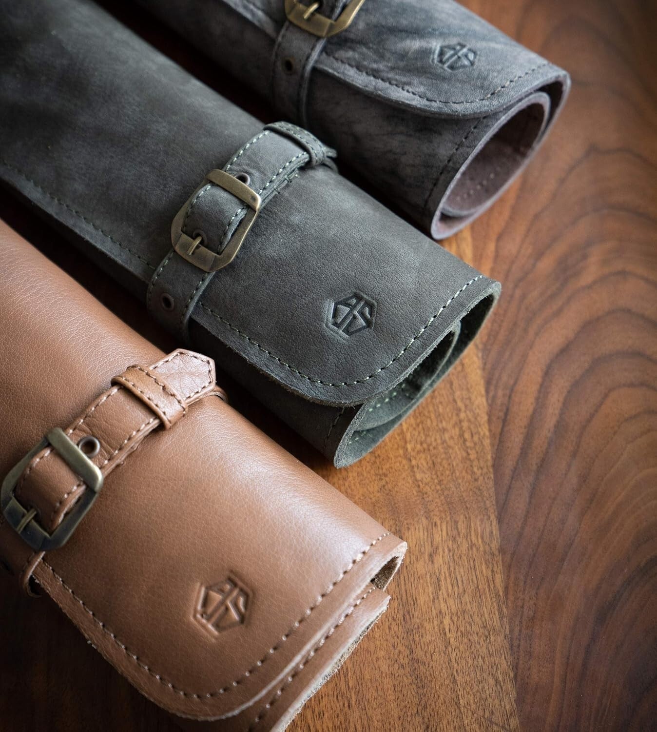 Luxury Buffalo Leather Knife Roll – 7 Slot Chef's Knife Bag for Professionals