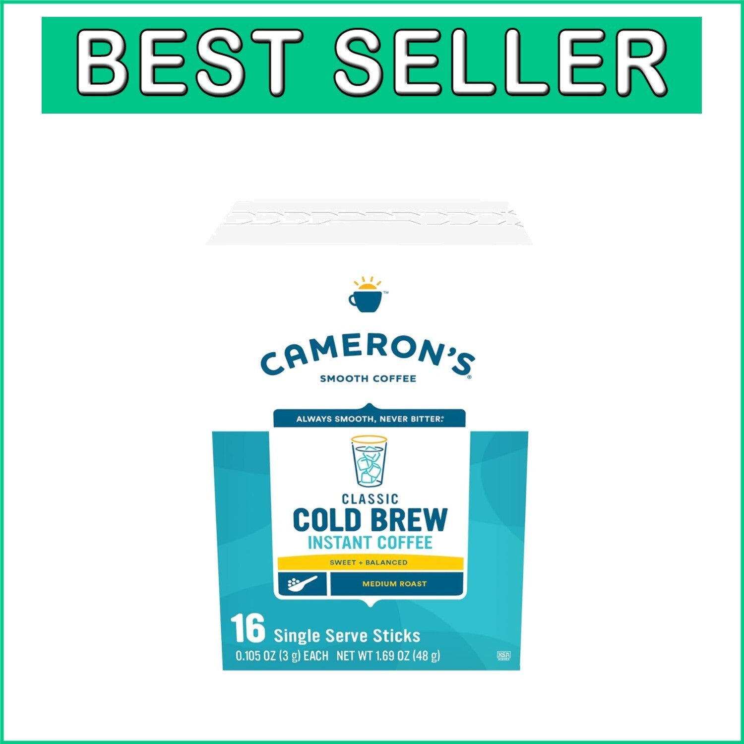 Cameron's 128 Count Instant Cold Brew Sticks - Sweet Balanced Coffee Experience