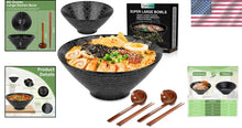 Load image into Gallery viewer, Authentic Japanese Ramen Bowl Set of 2 - 60 oz Ceramic with Spoons &amp; Chopsticks