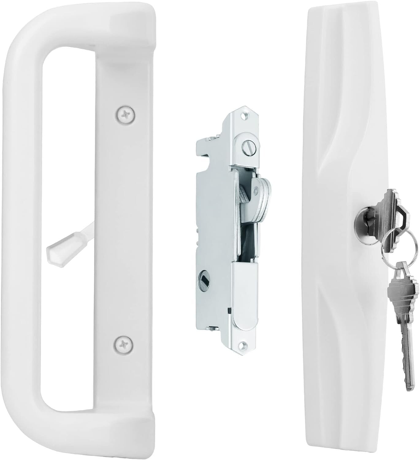 Elegant White Patio Door Handle Set with Cylinder Lock for Stylish Homes