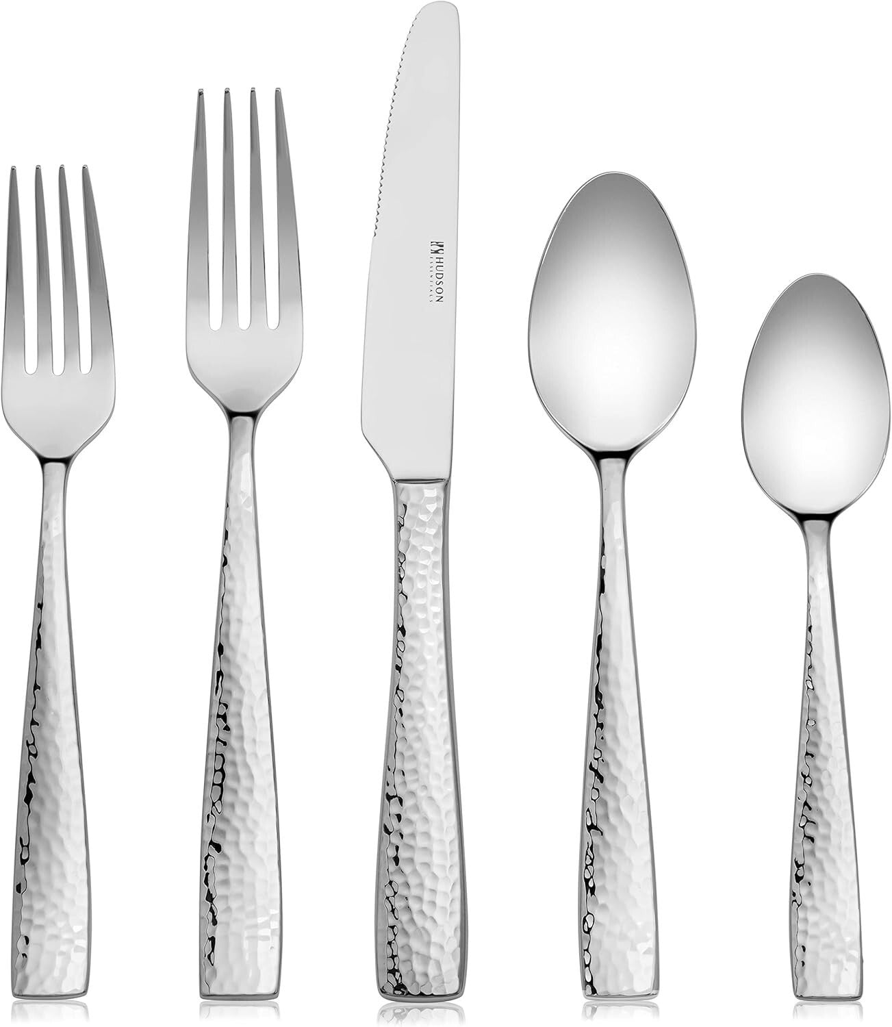 Service for 8 Hammered Flatware Set, Rust-Proof and Stain-Resistant – 40 Pieces