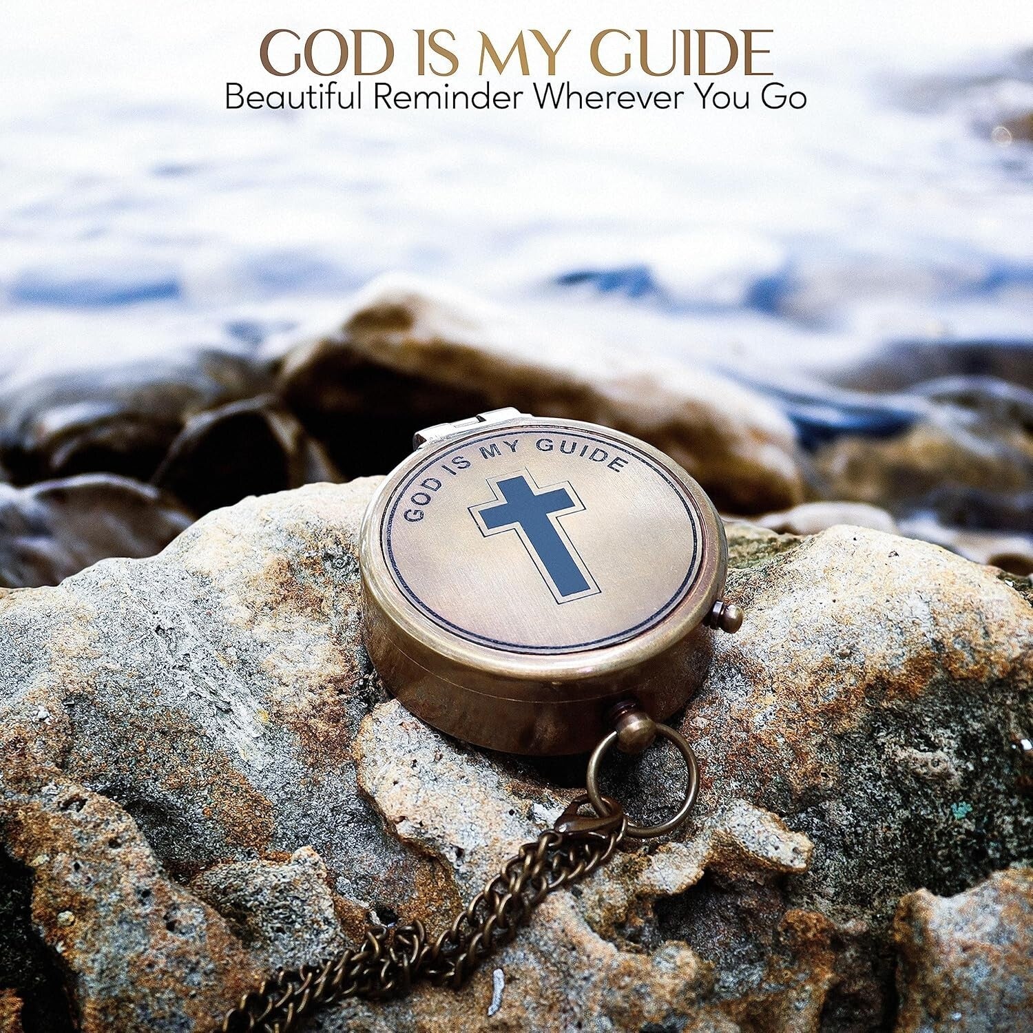 Elegant Brass Compass Display with Joshua 1:9 Inscription - Perfect for Gifting