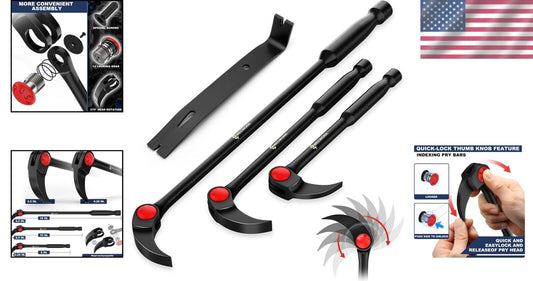 Heavy-Duty Chrome Vanadium Pry Bar Set - Ideal for Automotive and Construction