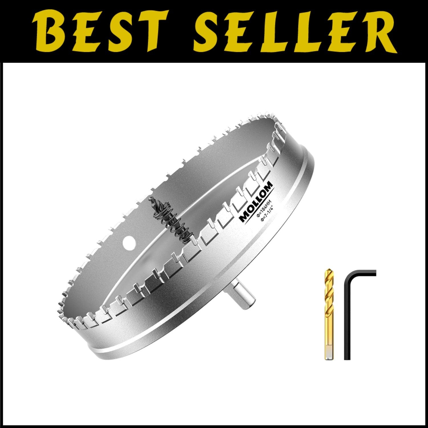 Durable 41-Tooth Carbide Hole Saw with Titanium Pilot Bits for Efficient Cuts