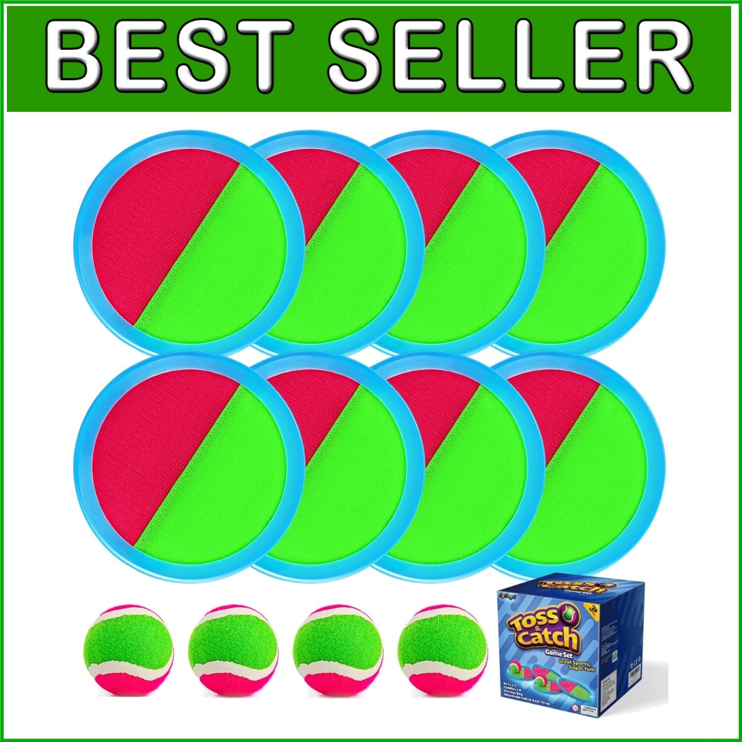 Outdoor Toss and Catch Paddles Set with Sticky Balls - Hours of Fun for Kids!