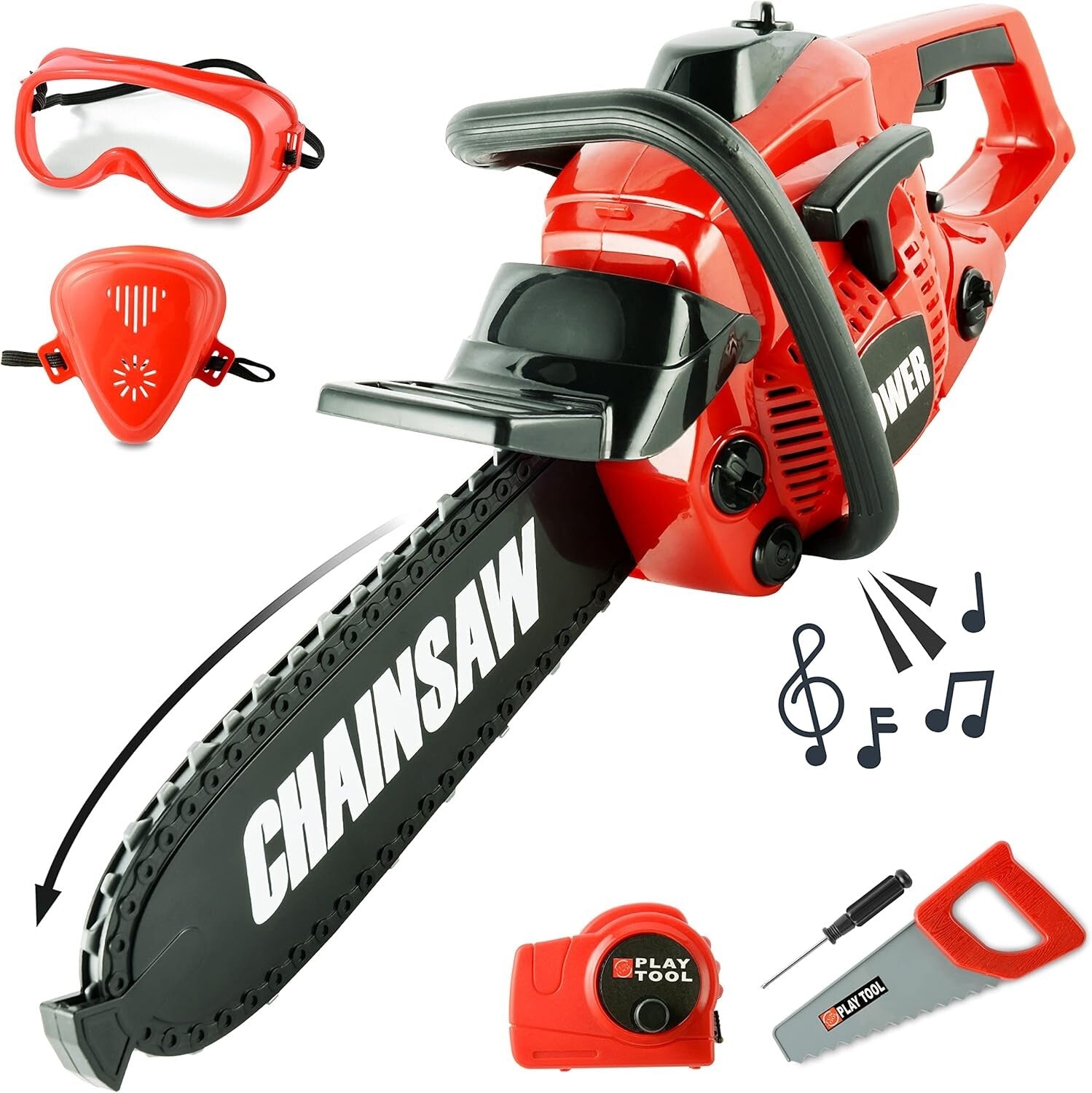 Outdoor Pretend Play Chainsaw Toy with Sound for Boys and Girls Ages 3-8