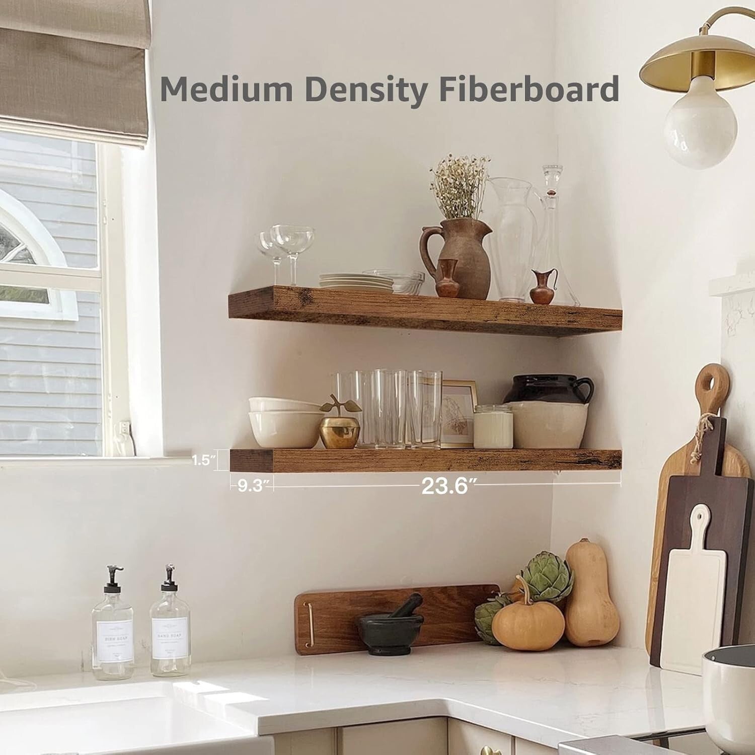 Multi-Functional 24'' Farmhouse Floating Wall Shelf Set for Home Organization