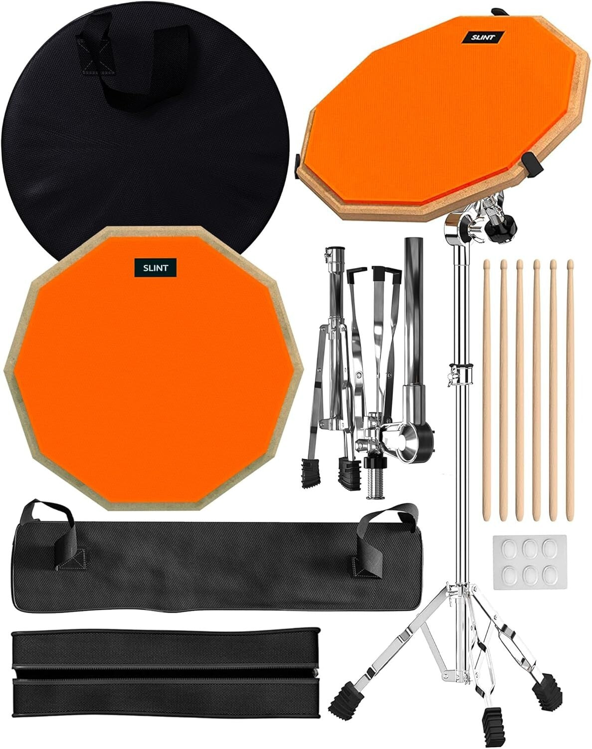 Beginner-Friendly 12" Drum Practice Pad with Adjustable Snare Stand & Sticks