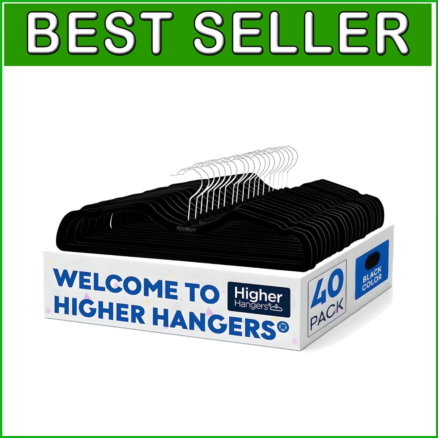 Elegant Black Velvet Hangers - Slim Design for Maximizing Closet Space, 40-Pack