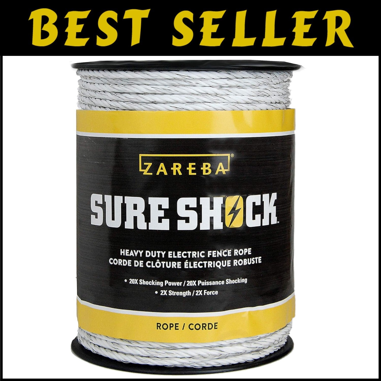 656ft Lightweight UV-Protected Electric Fencing Polyrope with 6 Aluminum Wires