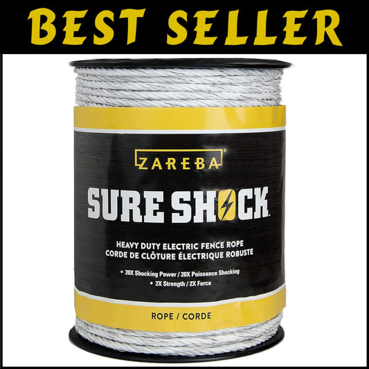 656ft Lightweight UV-Protected Electric Fencing Polyrope with 6 Aluminum Wires