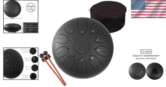 Ethereal 12-Inch Steel Tongue Drum with 11 Notes - Perfect for Meditation & Yoga