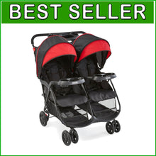 Load image into Gallery viewer, Cloud Plus Red/Black Double Stroller - Reclining, Spacious, and Stylish Design