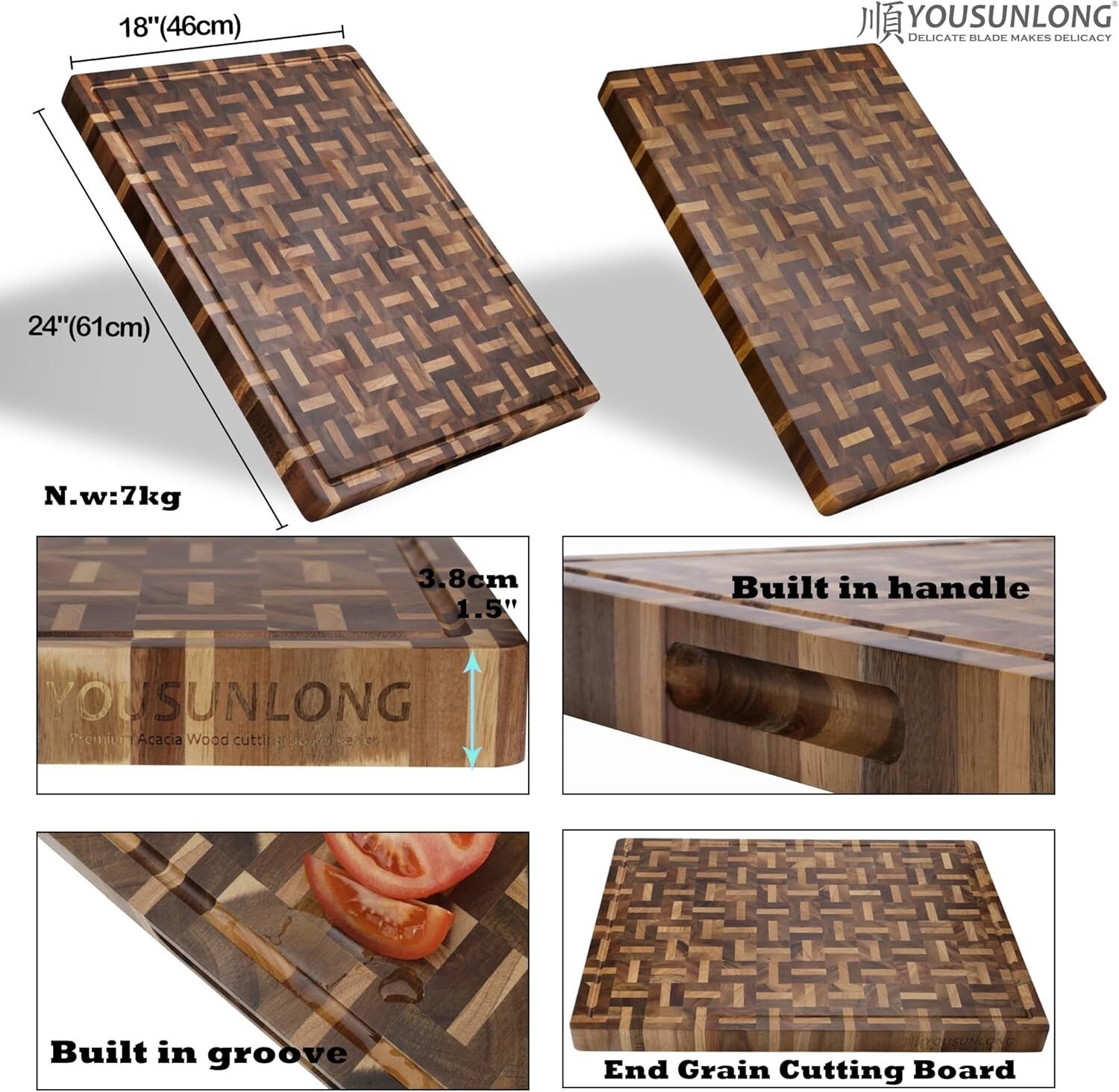 Extra Large Reversible Cutting Board - Acacia & Oak - Perfect for Meat & Cheese