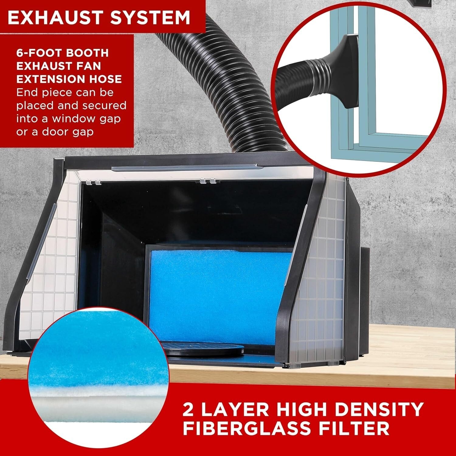 Extra Large Dual Fan Portable Airbrush Spray Booth with LED Lights & Turntable