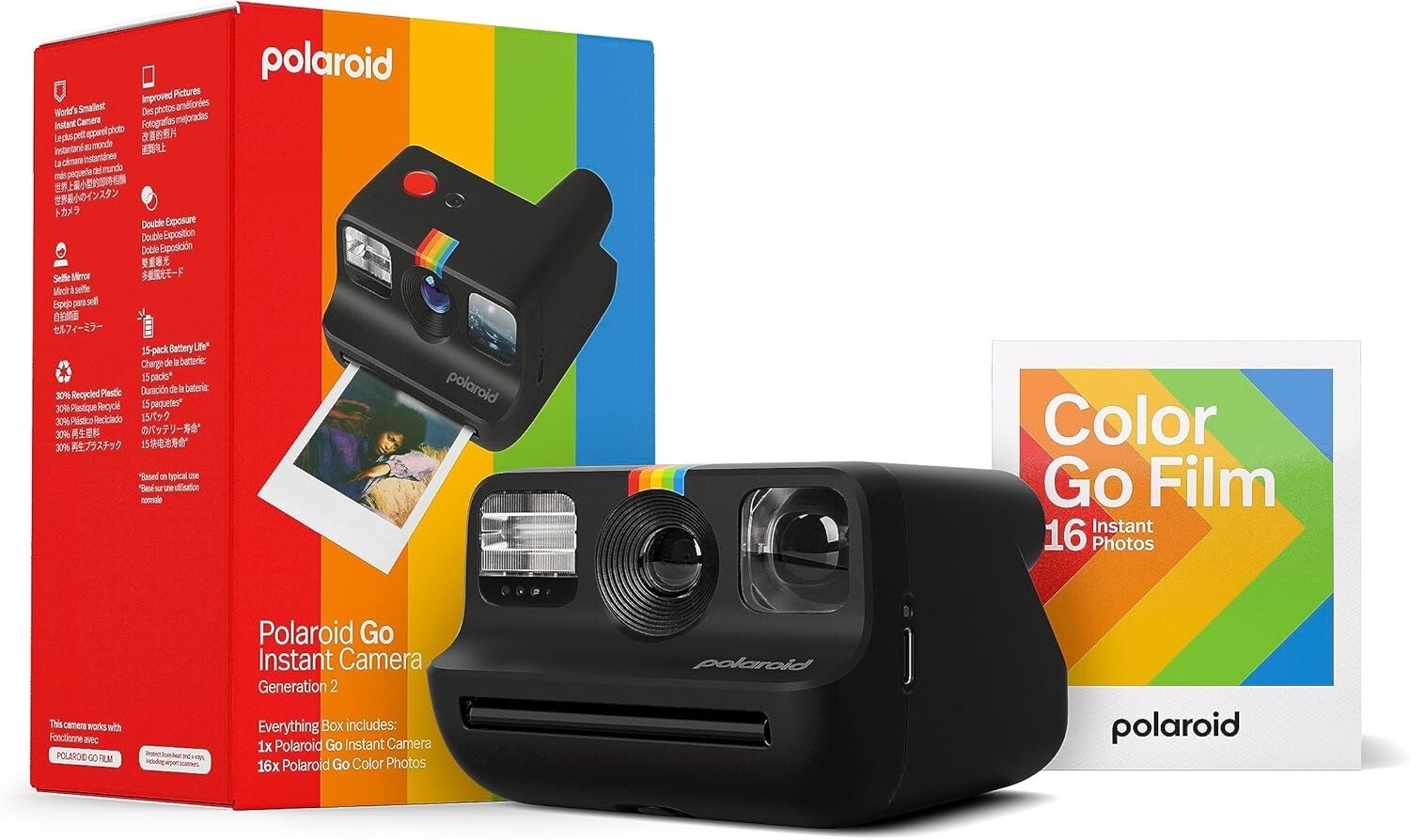 Go Generation 2 Mini Instant Camera with Color Film Bundle - 16 Photos Included