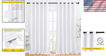 Load image into Gallery viewer, Modern White Room Darkening Grommet Curtains - Noise Reducing Insulated Panels