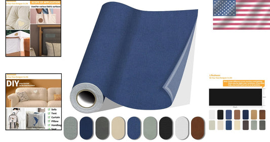 Durable Self-Adhesive Fabric Patch, 35x79 in Blue Grey - Quick Furniture Repair