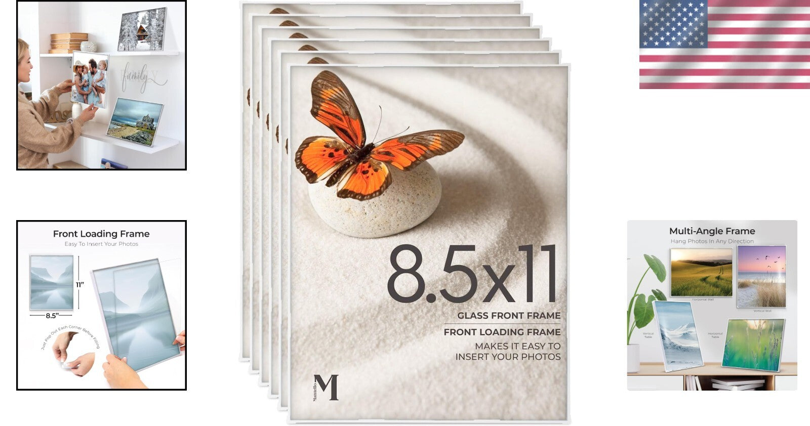 Versatile White 8.5x11 Picture Frame Set - Ideal for Certificates and Artwork