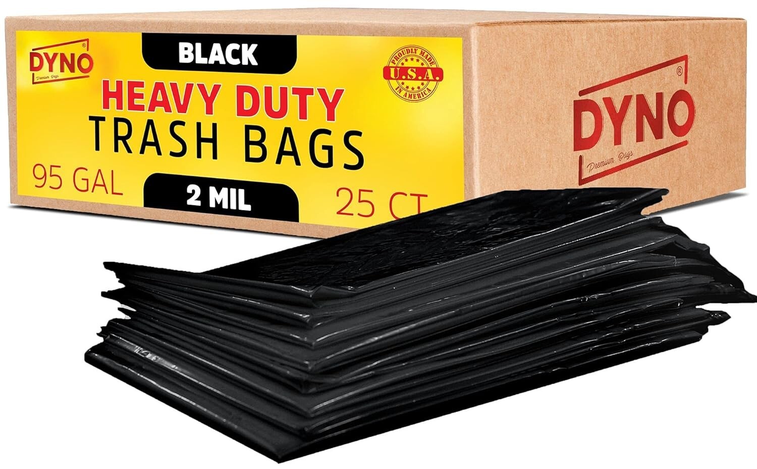 Durable 2 Mil Black Trash Bags - 25 Count for Industrial & Residential Waste