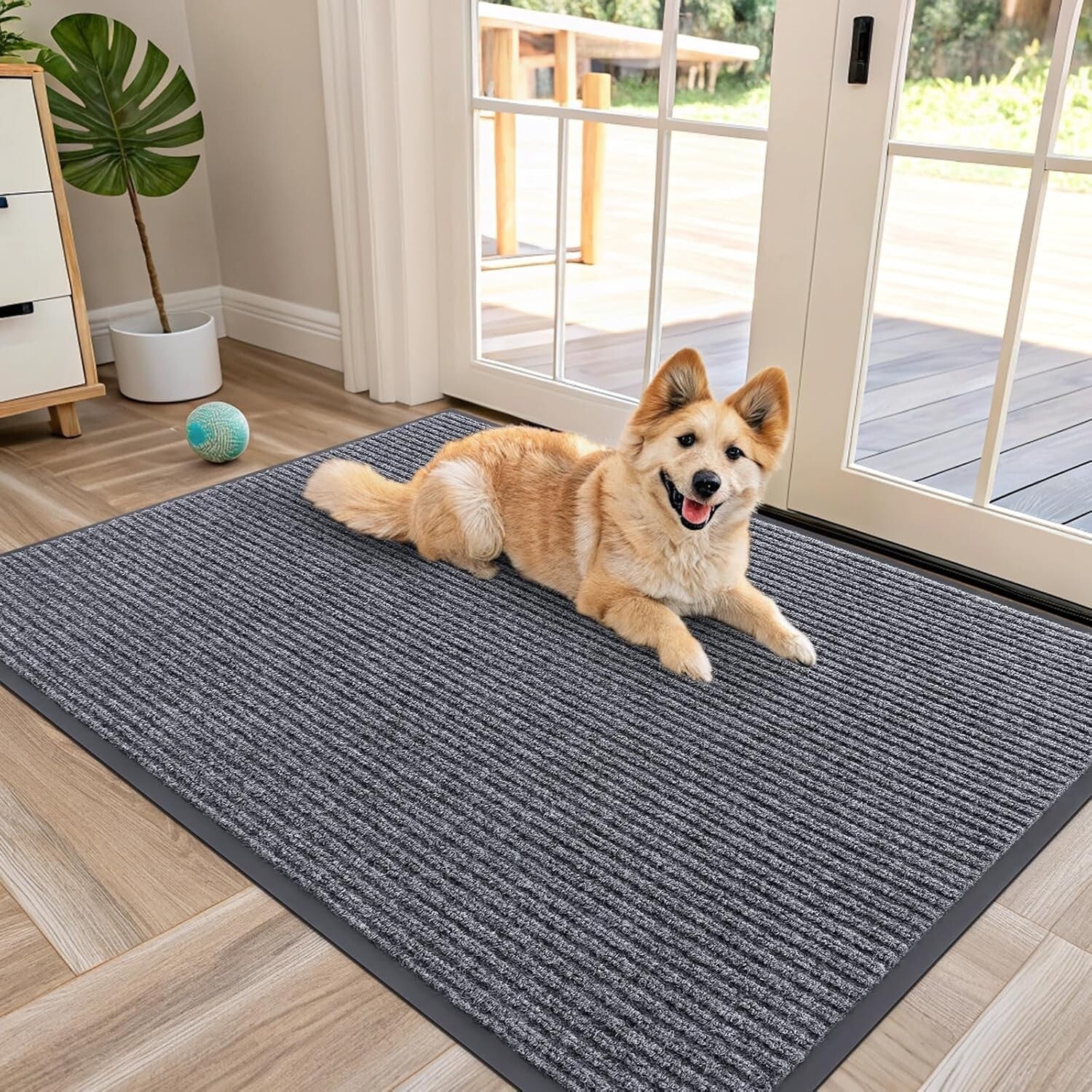 Waterproof Heavy Duty Doormat with Stripe Pattern - Easy Clean & Fade Resistant