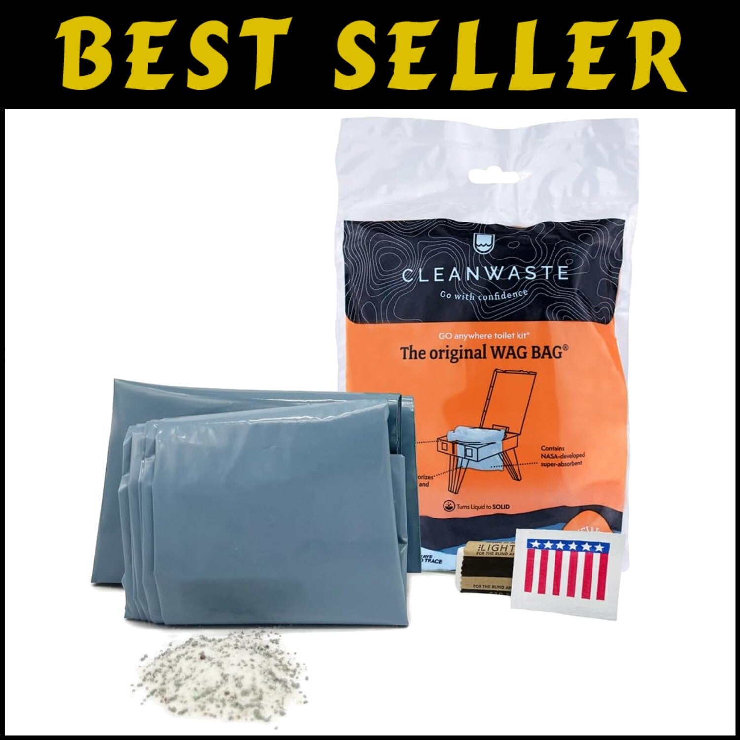 50-Pack Original Wag Bag Portable Toilet Kit with NASA Odor Control Powder