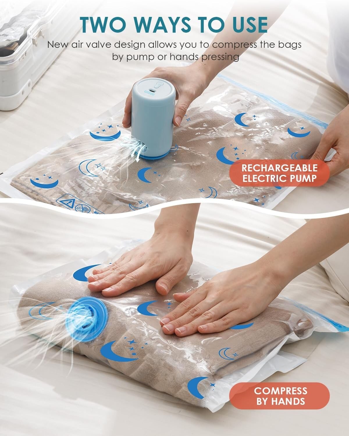 Durable Vacuum Sealed Bags with Rechargeable Pump - 35 Sizes for Optimal Storage