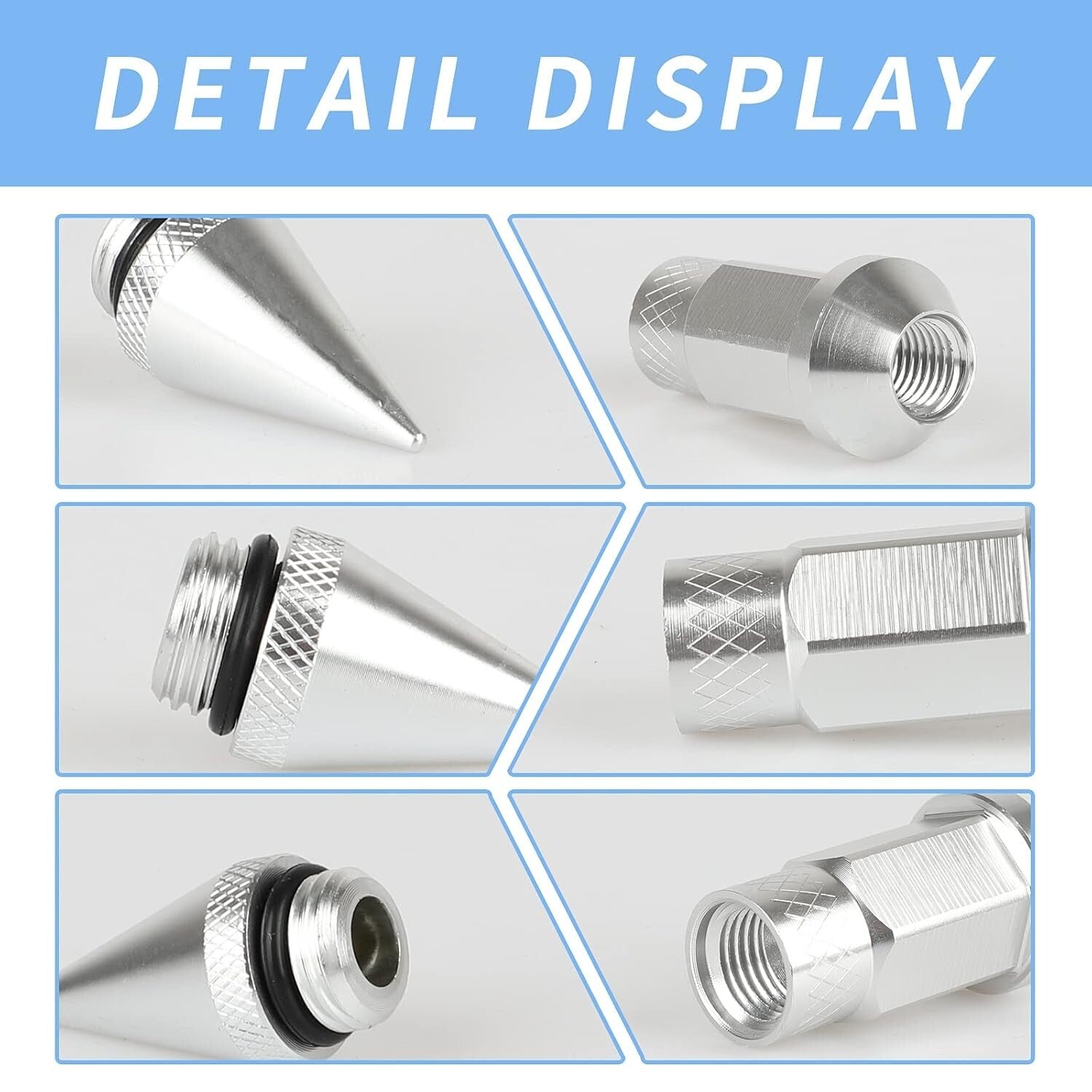 20PCS Silver Aluminum Wheel Spikes Lug Nuts M12X1.5 for Enhanced Aesthetics