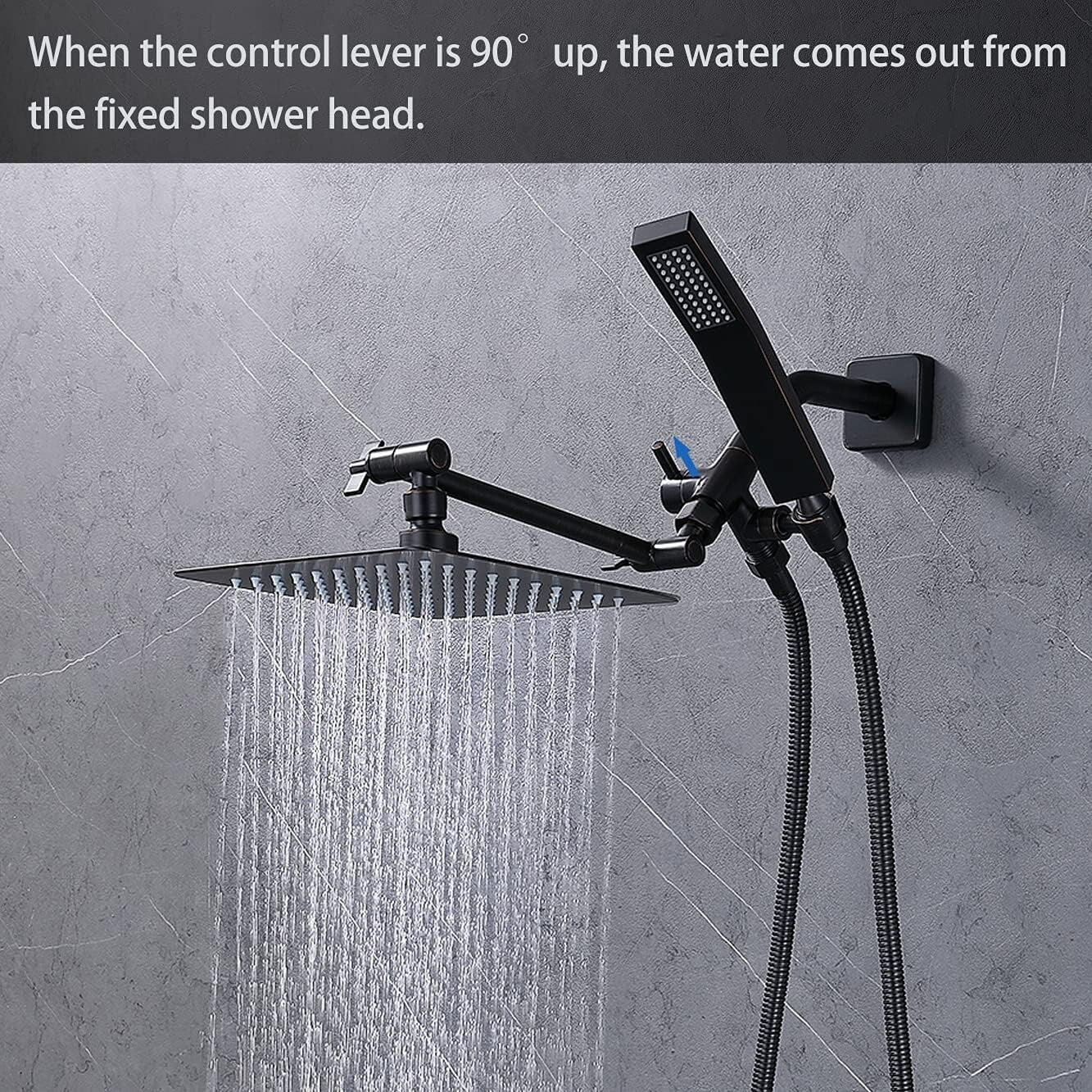 Elegant Oil Rubbed Bronze 3-Way Shower Arm Diverter with Solid Metal Holder