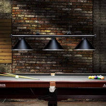 Load image into Gallery viewer, Vintage Black 3-Light Pool Table Light - Modern Industrial Chandelier Elegance