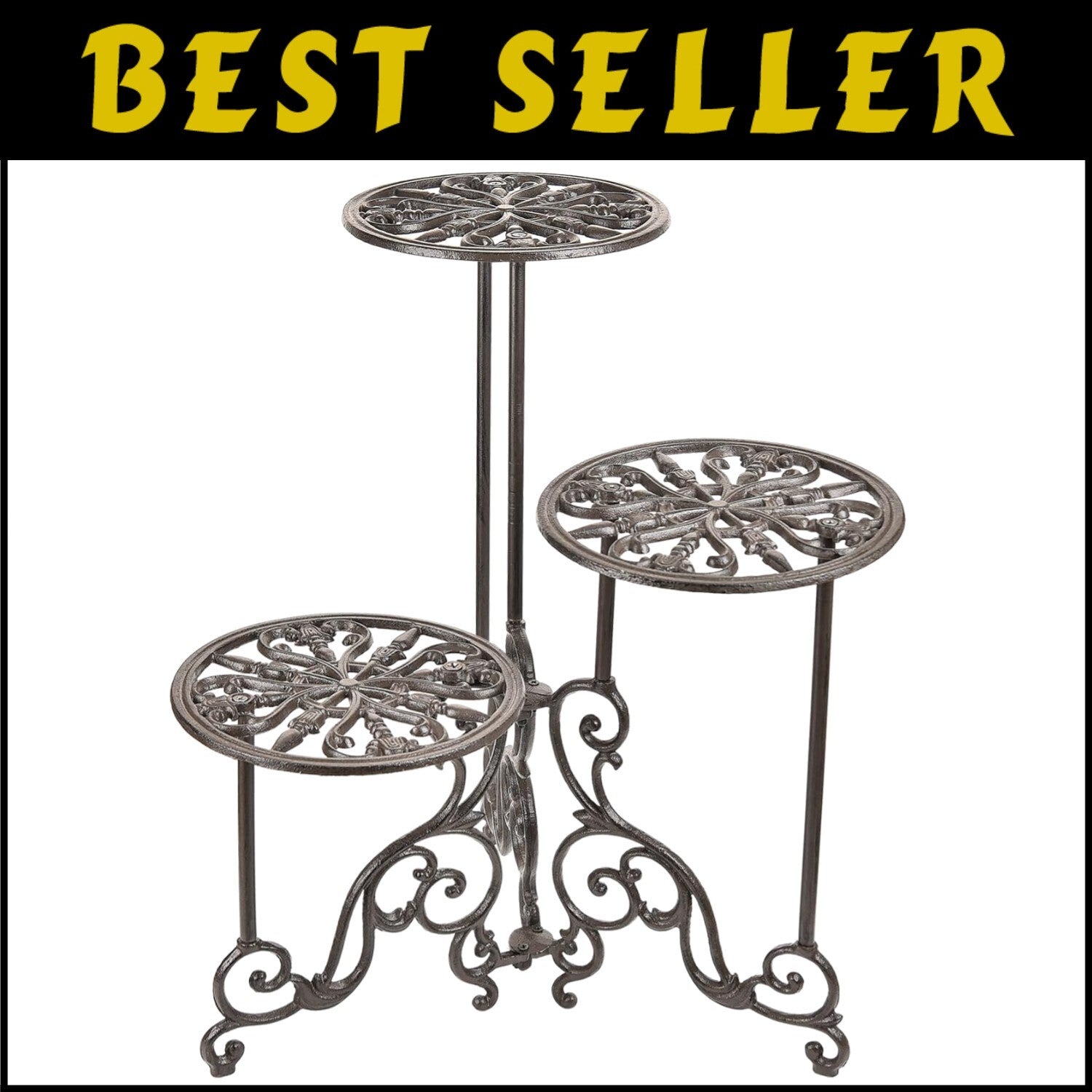 Durable Rust-Resistant 3-Tier Plant Stand - Foldable & Stylish for Any Space