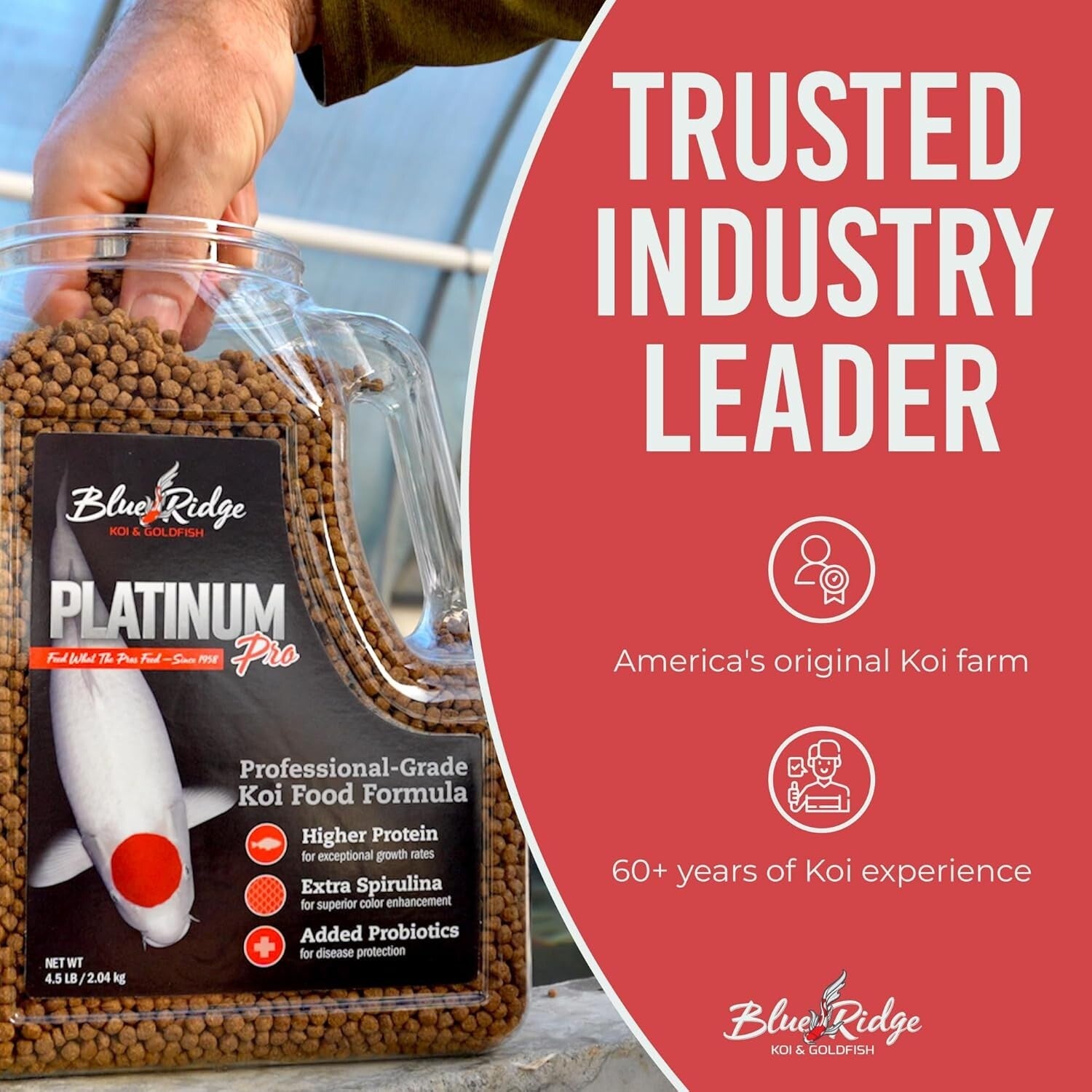 Blue Ridge Koi Food 4.5lbs - Proven Color Enhancer & Easy Digestible Pellets