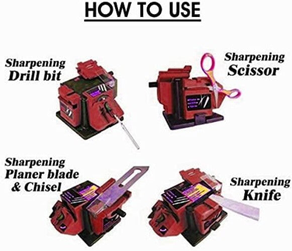 Electric Multifunctional Sharpener for Knives, Chisels & Drills - Compact Design