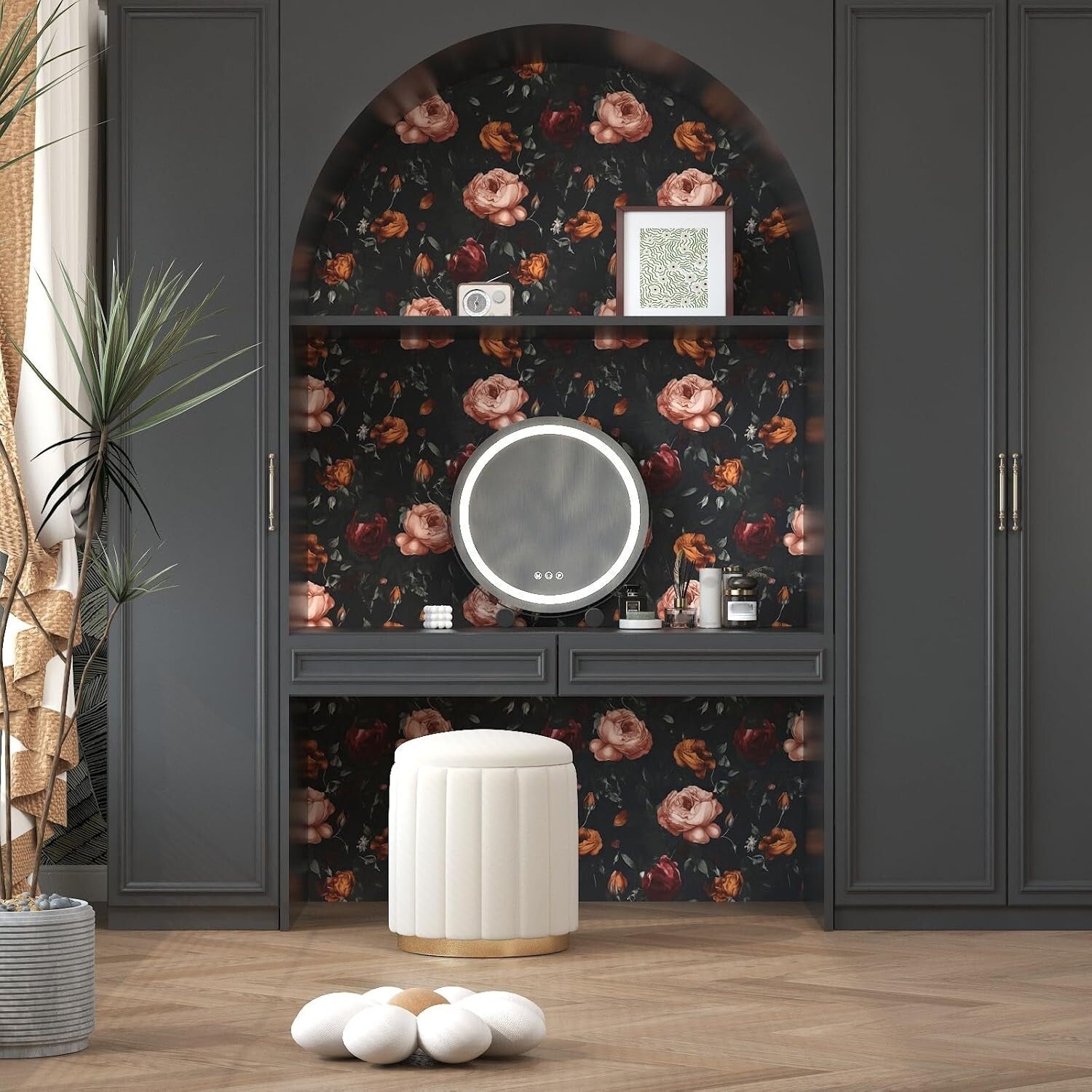 Elegant Black Floral Peel and Stick Wallpaper - Large Coverage 17.5in x 393.7in