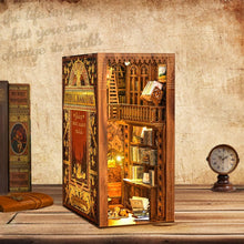 Load image into Gallery viewer, DIY Book Nook Kit with LED Lights - Wooden 3D Puzzle Bookends for Home Decor