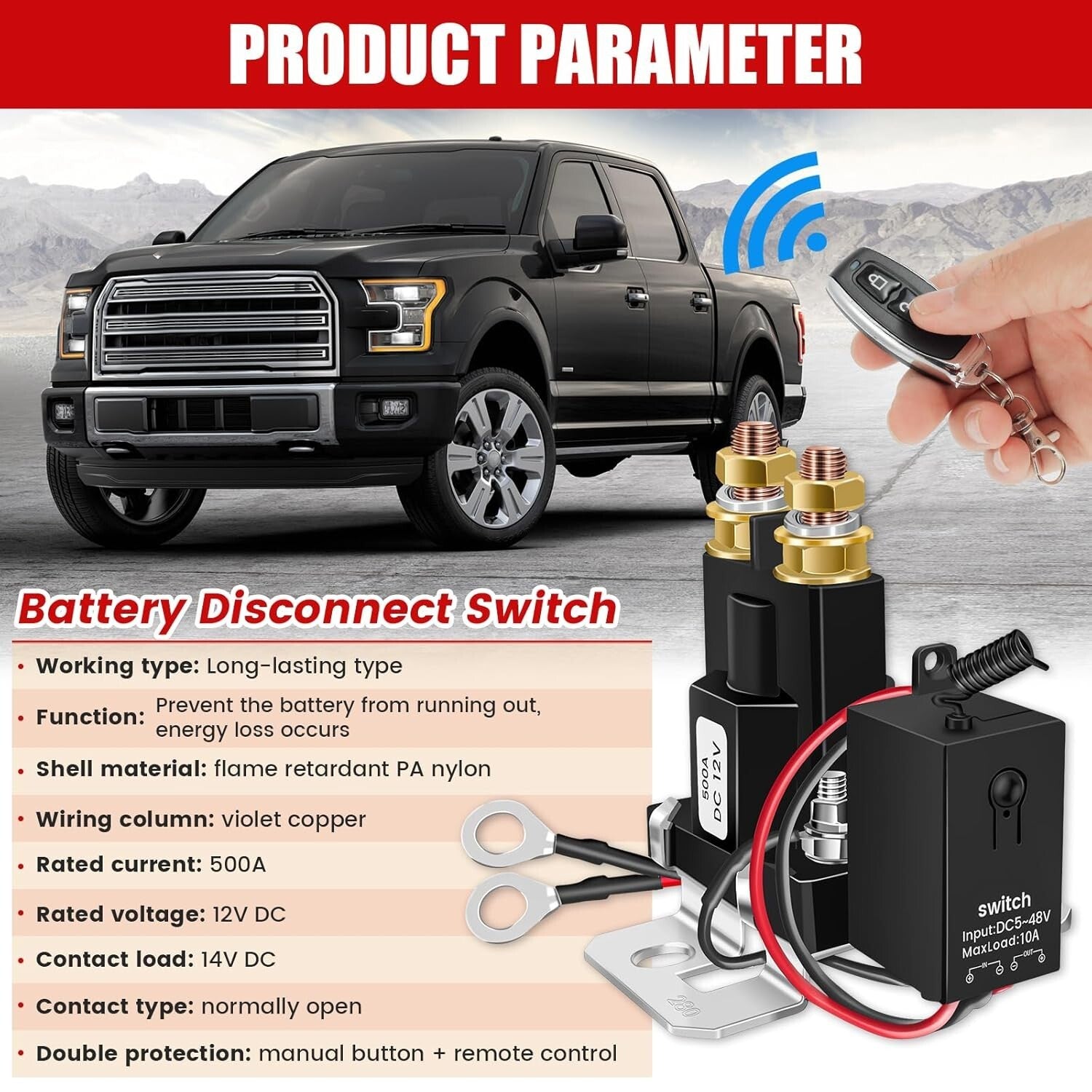 500A Remote Control Battery Disconnect Switch for Enhanced Vehicle Security