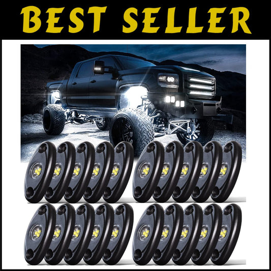 20-Pack Waterproof LED Rock Lights - High Power Pure White Underbody Lighting