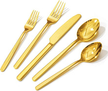 Load image into Gallery viewer, Luxury Gold Silverware - 20-Piece Flatware Set, Dishwasher Safe &amp; Elegant Design