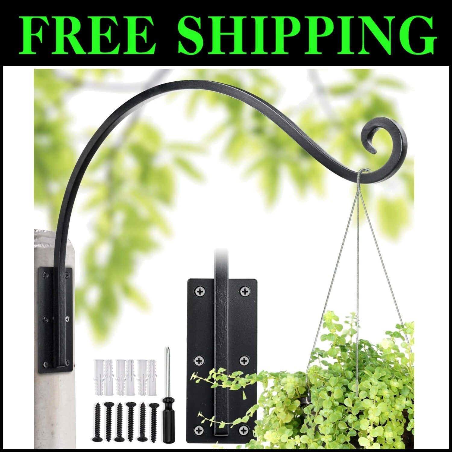 Versatile 22" Outdoor Hanging Bracket - Supports 200lbs for Plants and Feeders