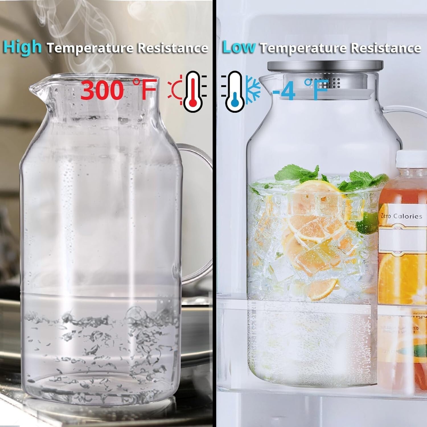 Versatile 1 Gallon Glass Water Jug with Stainless Steel Lid - Ideal for Parties