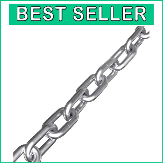 6.5ft Heavy Duty Stainless Steel Link Chain - 5/16in, Ideal for Towing & Hanging