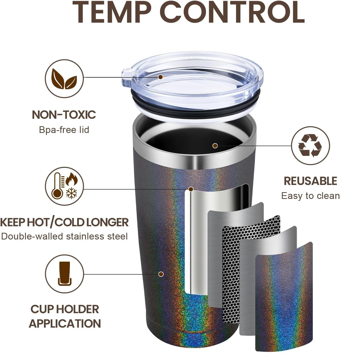 Elegant 20oz Double Wall Vacuum Insulated Tumblers - Set of 8 for Every Occasion