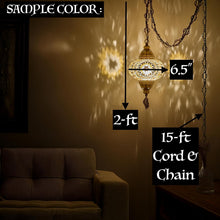 Load image into Gallery viewer, Mediterranean-Style Hanging Pendant Light - Large Mosaic Globe with Switch