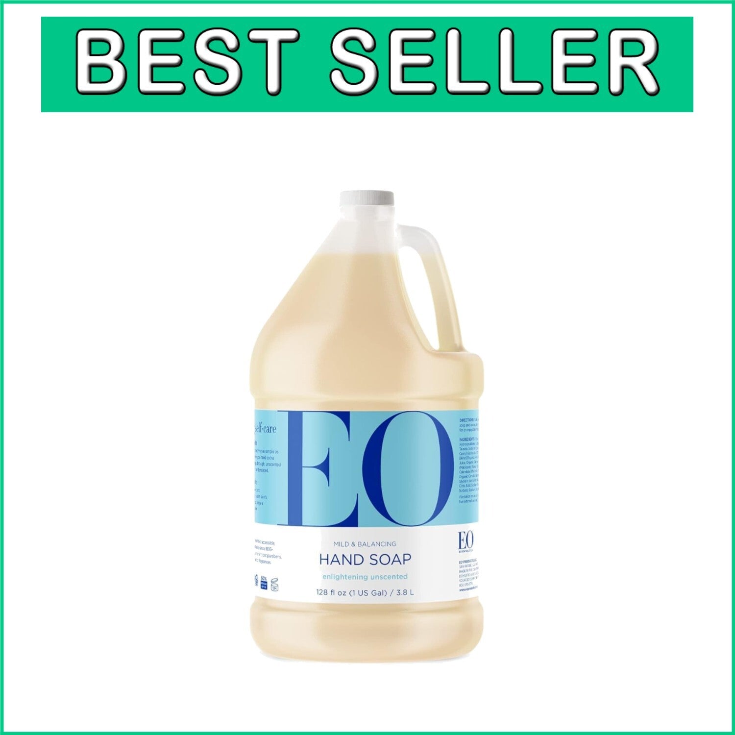 128 Ounce EO Unscented Organic Hand Soap - Nourishing, Biodegradable Formula