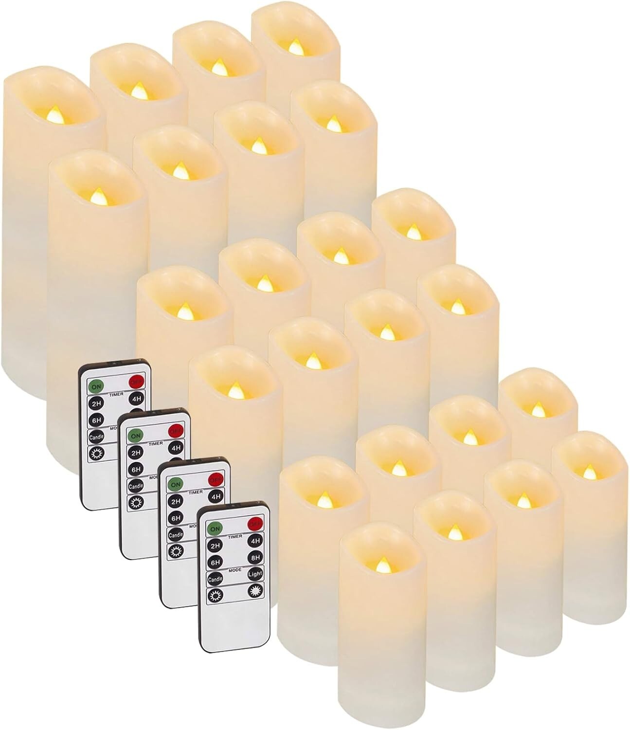 Flickering 24-Pc LED Candles with Remote & Timer for Indoor/Outdoor Elegance