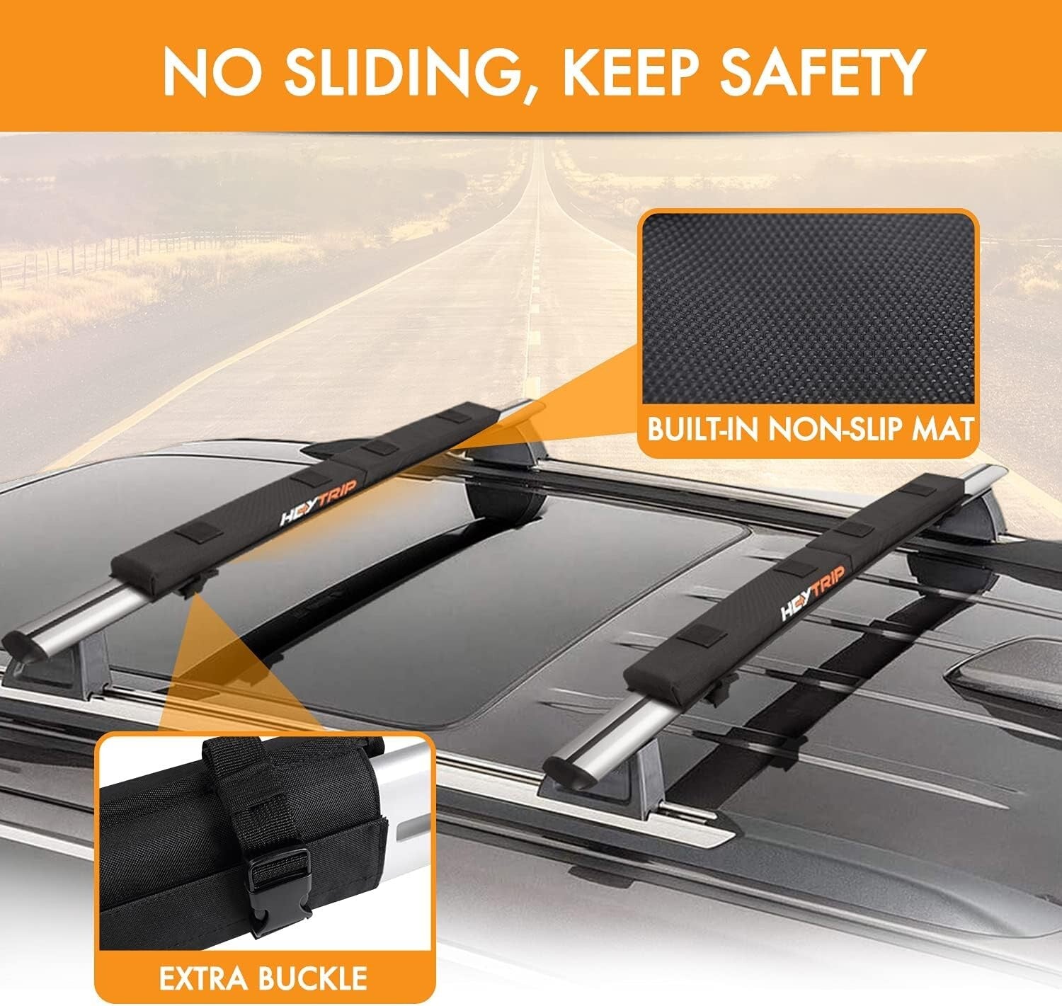 Foldable Roof Rack Pads 30" for Secure Luggage Transport - Includes Storage Bag