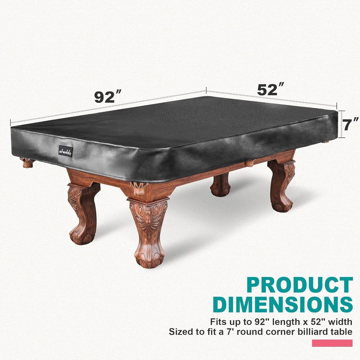 7FT-9FT Fitted Pool Table Cover, Waterproof & Tearproof Leatherette Protection